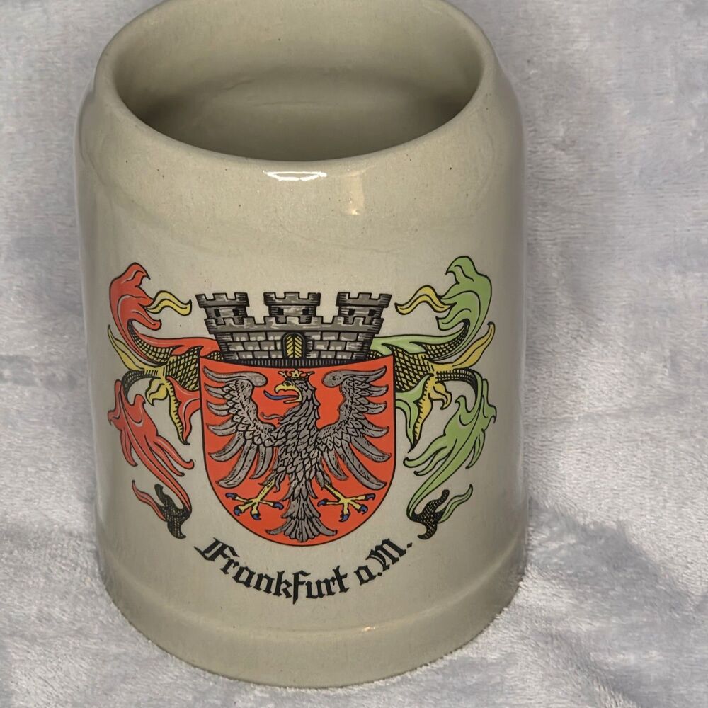 Vintage Gerz W. Germany Frankfurt a.M. Coat of Arms 0.5L Stoneware Beer Stein
